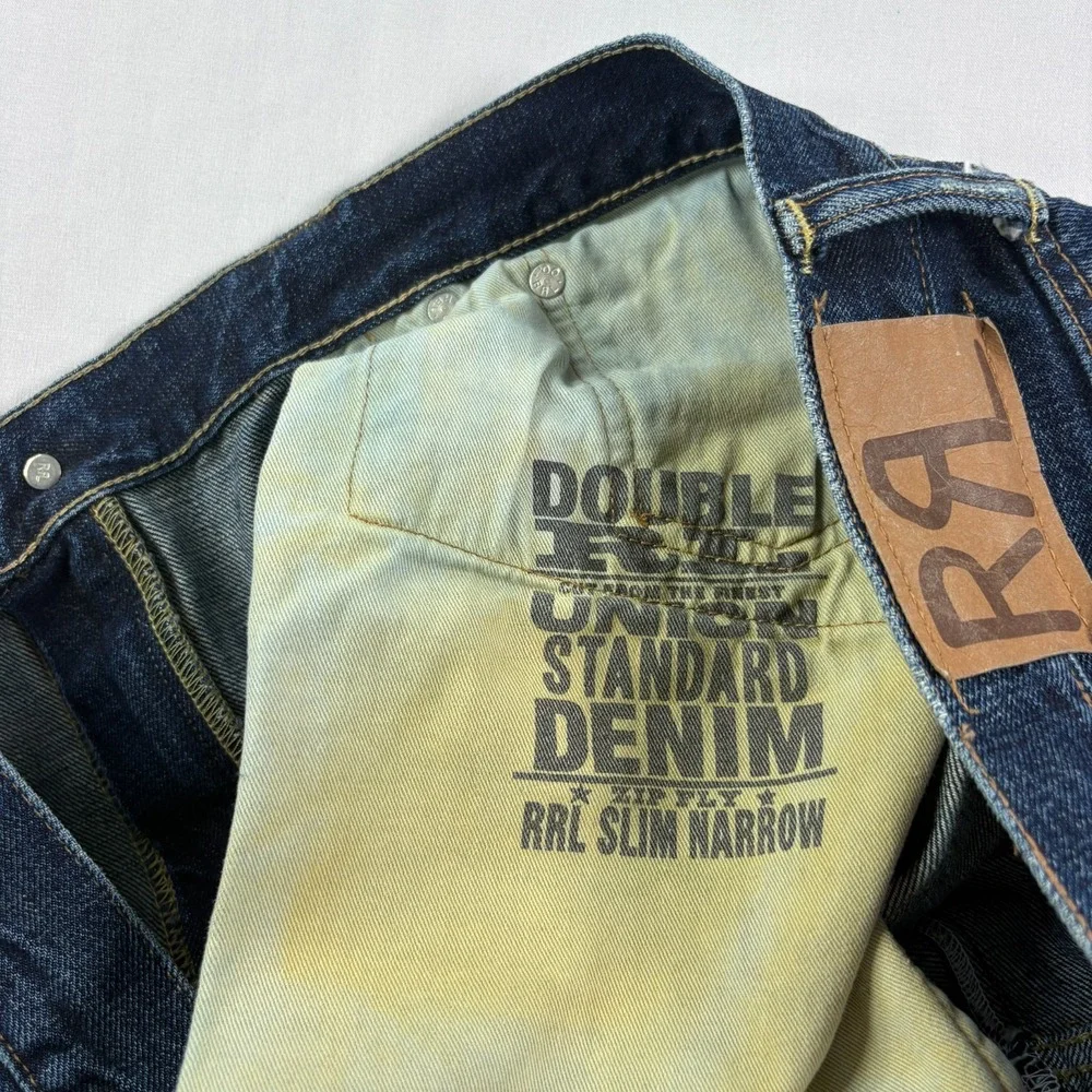 RRL Jeans Men 38x31 Blue Double RL Slim Narrow Union Standard Denim Ralph Lauren